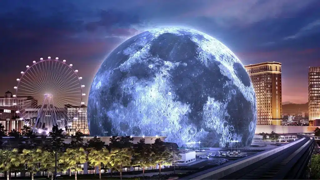La Sphere de Las Vegas illuminée au crépuscule